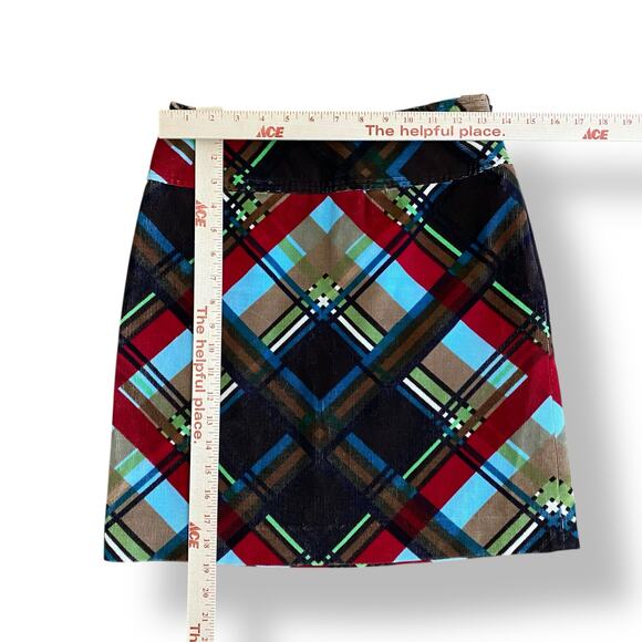 Etcetera Plaid Corduroy Mini Skirt Womens Size 0 Multicolor Preppy - Picture 3 of 7